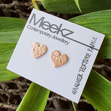 Load image into Gallery viewer, Heart Shaped Studs - Copper with Square Texture
