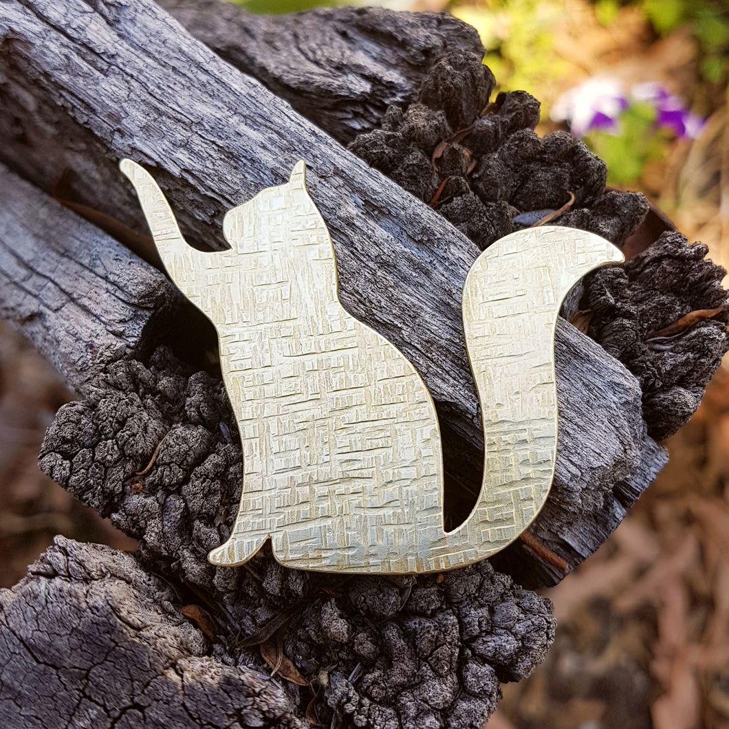 Cat with Paw Up Brooch