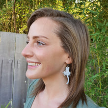Load image into Gallery viewer, Australian native flower earrings - banksia modelled side
