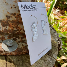 Load image into Gallery viewer, Australiana Cockatoo Hoop Earrings on Card Side View
