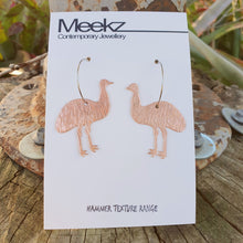 Load image into Gallery viewer, Australiana Emu Hoop Earrings on card front on
