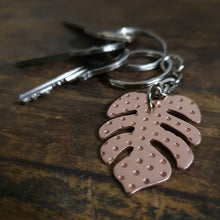Load image into Gallery viewer, Monstera Keychain on keys
