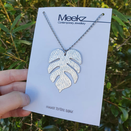 Monstera Leaf Necklace on card