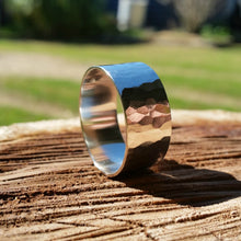 Load image into Gallery viewer, 10mm sterling silver band with beaten texture no patina
