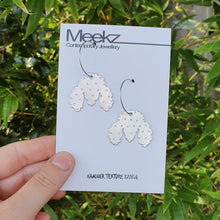 Load image into Gallery viewer, Poodle Head Aluminium Hoop Earrings on packaging card 
