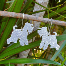 Load image into Gallery viewer, Schnauzer Dog Full Body Drop Earrings hanging on a branch
