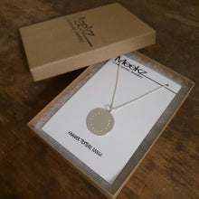 Load image into Gallery viewer, Round 25mm Necklace Sterling Silver on card boxed
