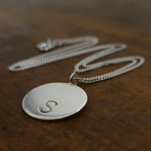 Load image into Gallery viewer, Round 18mm Necklace Sterling Silver S stamped
