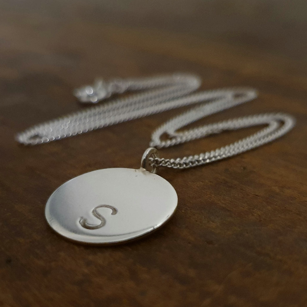 Round 18mm Necklace Sterling Silver S stamped